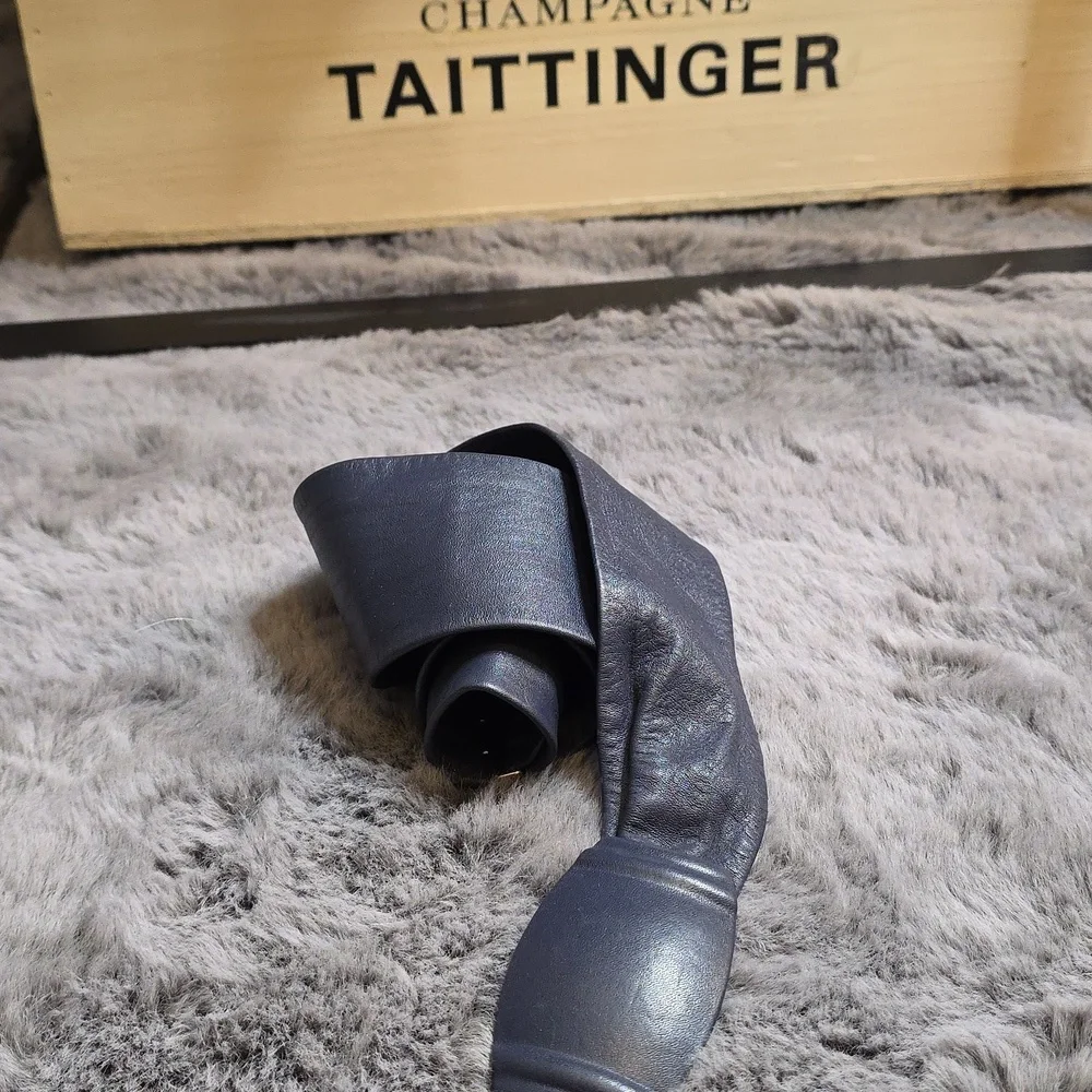 Chic Blue gray Vintage  Leather Belt Hook Learher Buckle